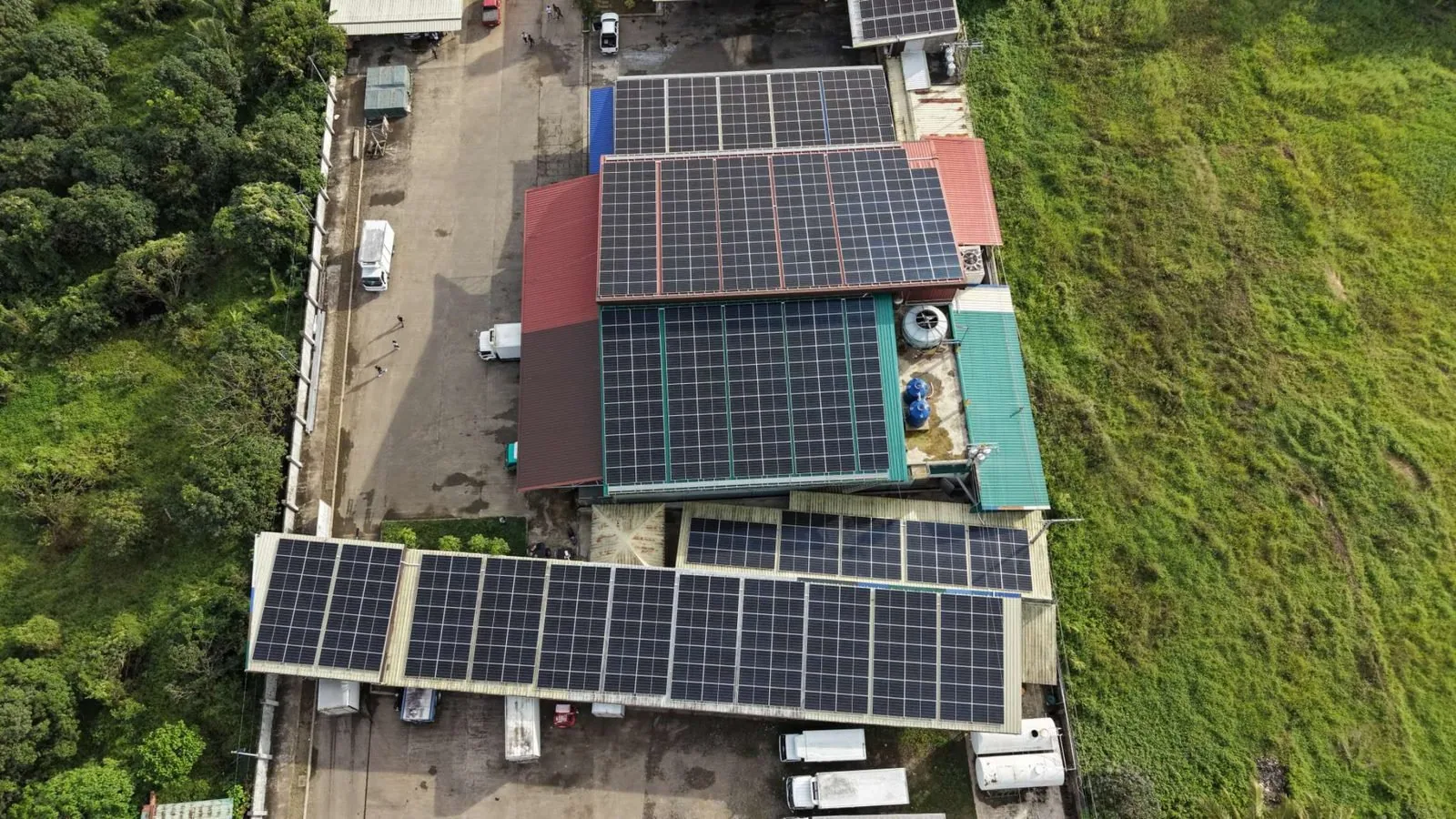 Site buildings with solar arrays