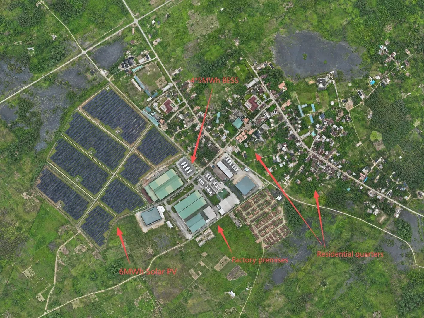 Large ground-mounted array of the scale used for Caribbean solar system projects at resorts and industrial sites