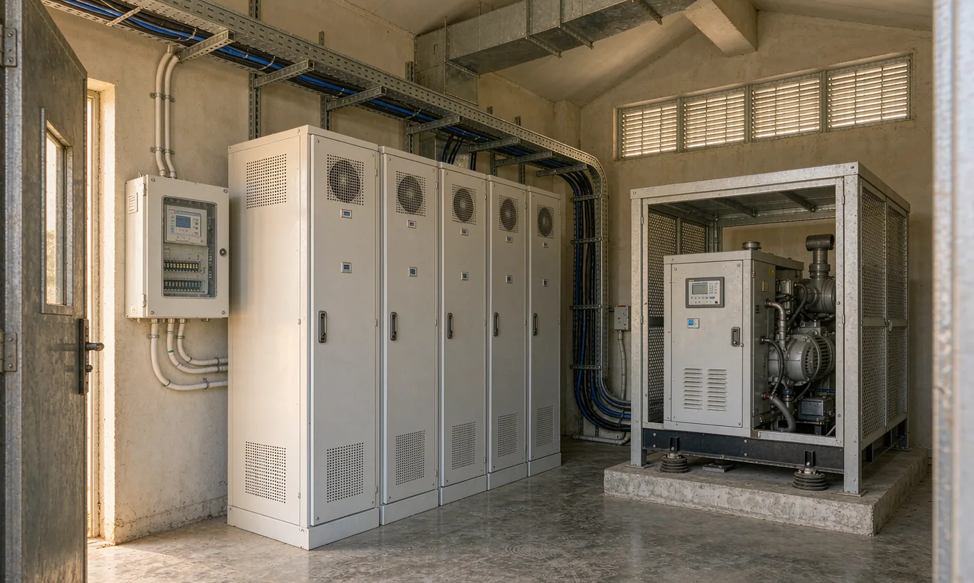Hybrid solar system with battery storage and a standby generator