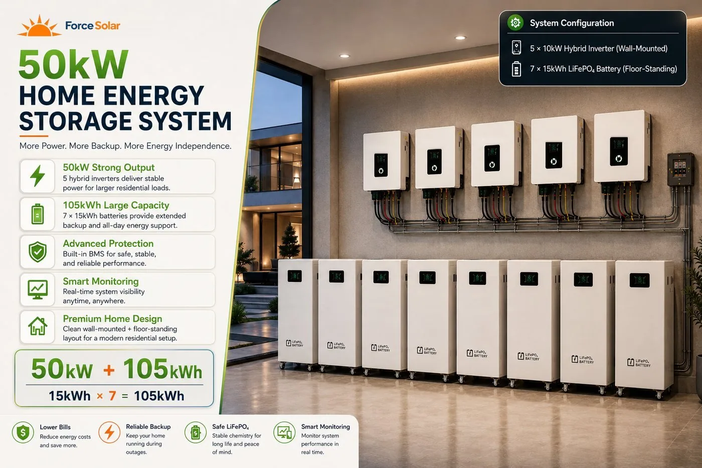 Installed equipment scope of the 50kW solar power system